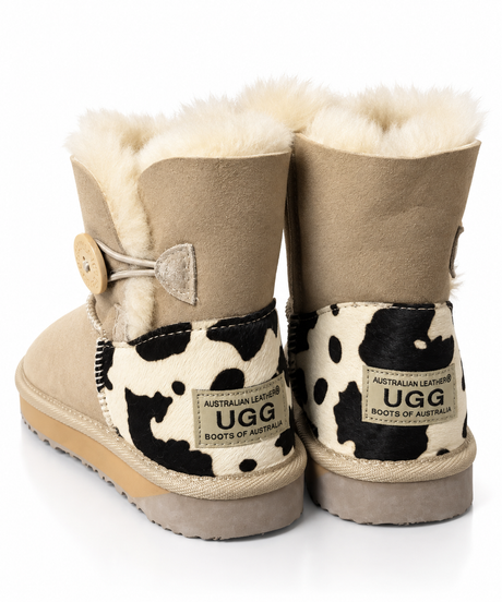 Australian Leather Ugg Mini Cow 1Button - Natural - AU4