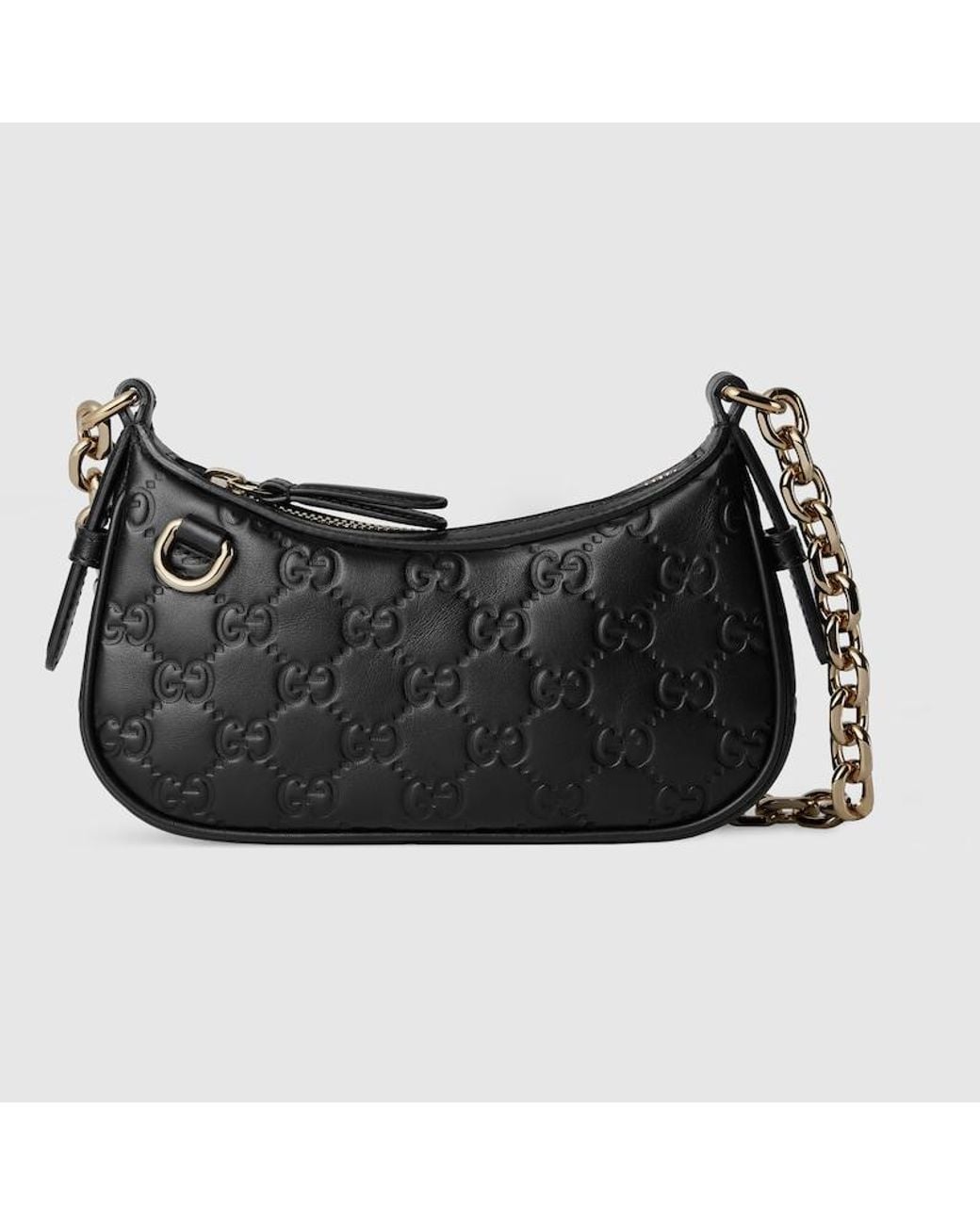 Gucci GG Embossed Leather Mini Shoulder Bag - Black