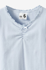 Cotton On Kids Girls Fitted Essential Long Sleeve Ruched Top - Ice Blue