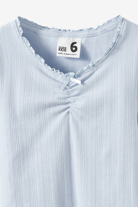 Cotton On Kids Girls Fitted Essential Long Sleeve Ruched Top - Ice Blue