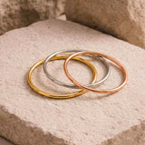 Bullion Gold Solid Golf Bangle 3mm Rhodium Layered