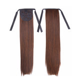 22" Light Brown Hair Quality Extension Synthetic Hair Ponytail Straight Ribbon