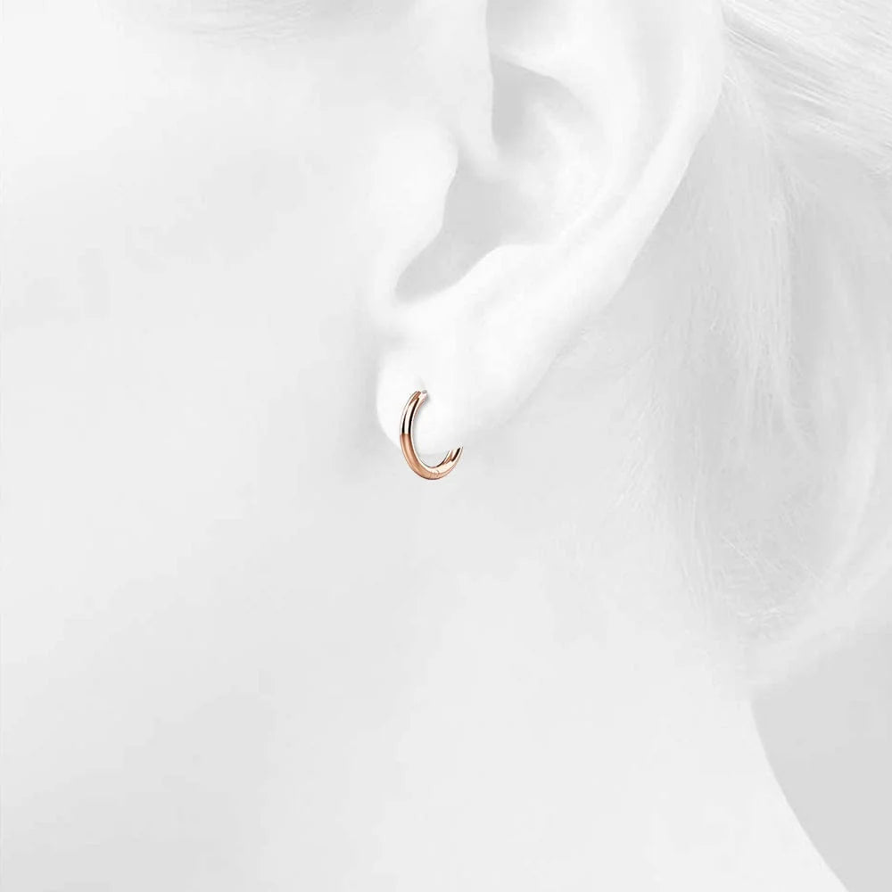 Bullion Gold Royal Hoop Rose Gold Layered Earrings 14mm