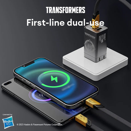 Transformers Type-C to Type-C USB / Apple 2 in 1 Charge Data Cable 65W 1.2m TF-A09 - Grey Black