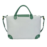 BAMEI Large Capacity Water-Resistant Nylon Handbag with Genuine Leather Trim - Green