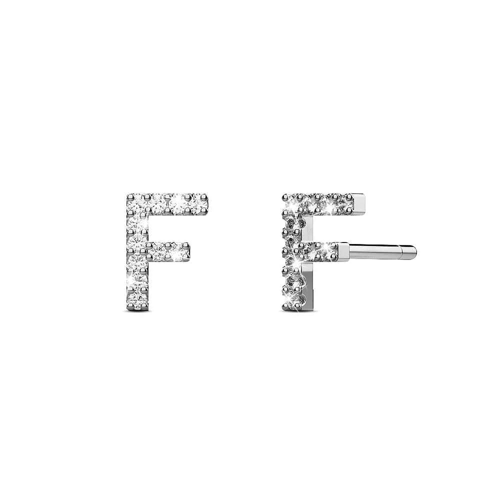 Solid 925 Sterling Silver Glamour Alphabet Letter Earrings