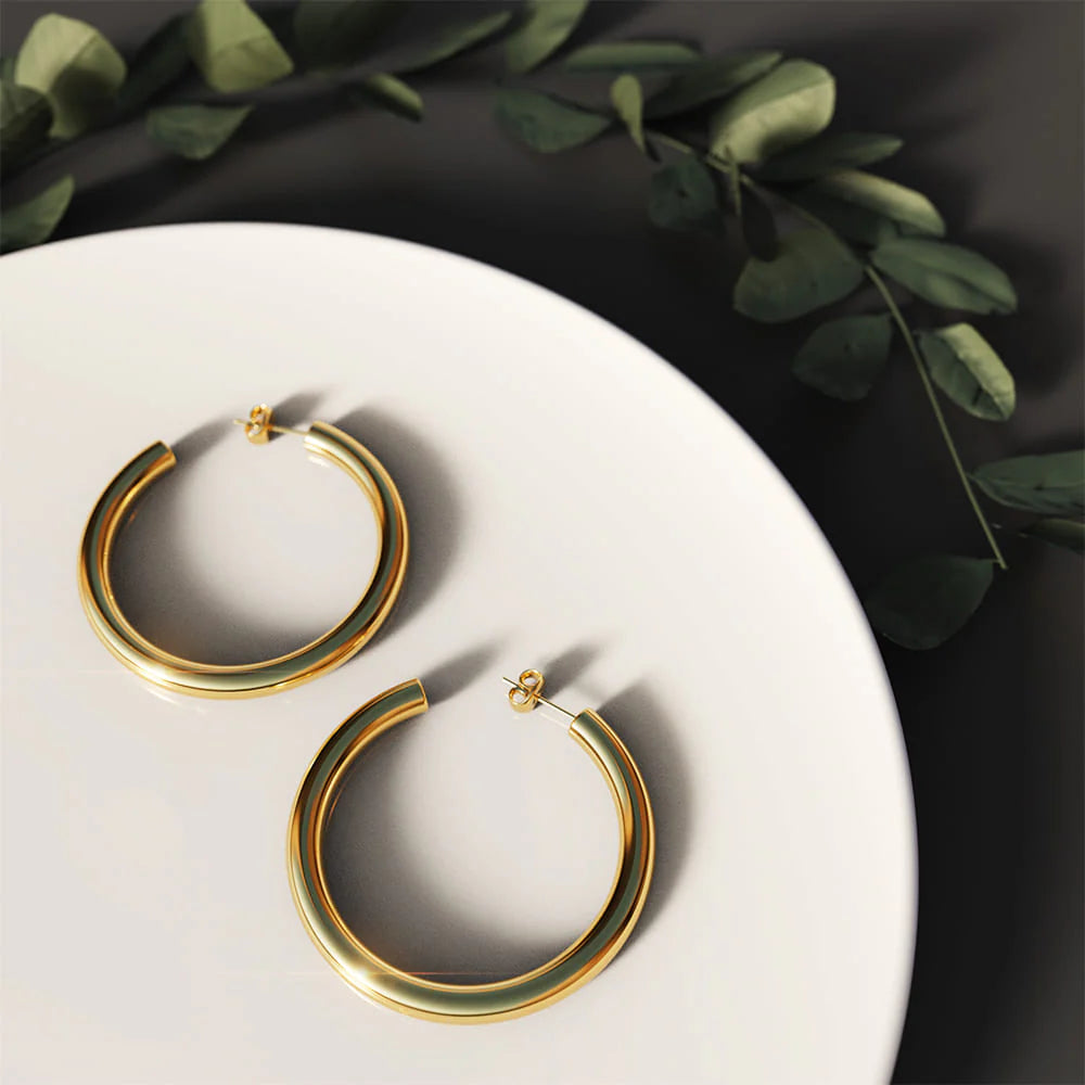 Bullion Gold Creole C-Hoop Gold Layered Earrings
