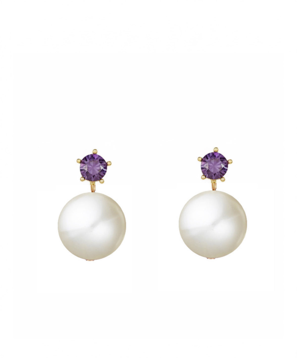 Liv Oliver 18K Gold Amethyst Quartz & Pearl Drop Earrings