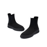 Knit Chelsea Ankle Boots - Black
