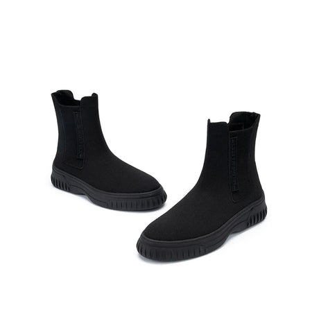 Knit Chelsea Ankle Boots - Black