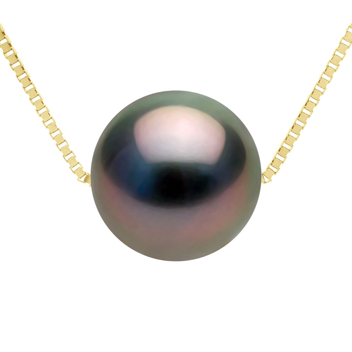 Necklace Real Cultured Tahiti Pearl Passing Through Round 10-11 mm - Longueur 42 cm