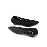 Heart Mesh Knit Pointed Toe Wedge Pumps - Black