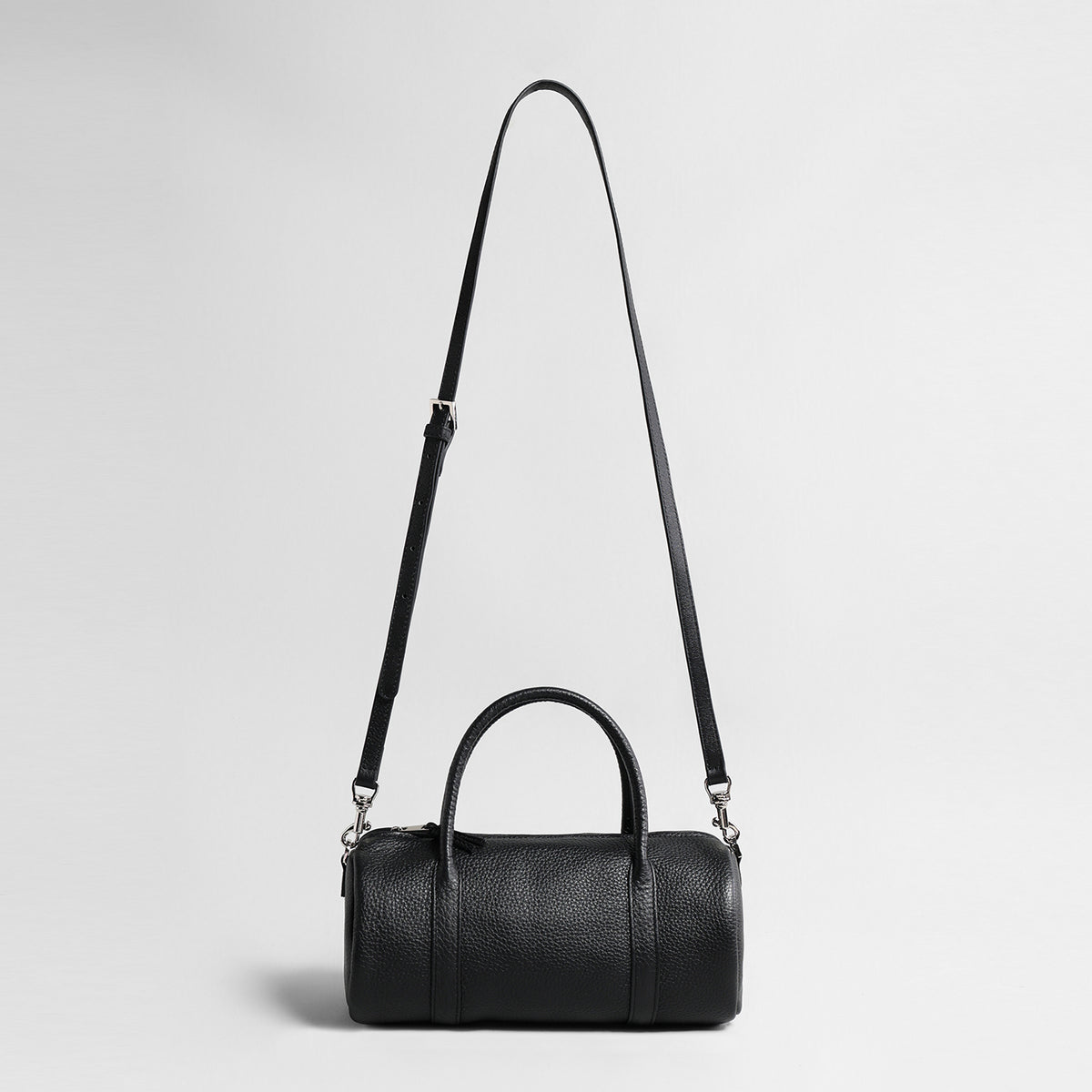 Leather Cylinder Handbag – Convertible Crossbody Bag with Detachable Strap