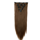 2Pcs 22" Medium Brown High Grade Synthetic 7Piece 16Clips  Straight Hair Extension 2X