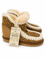 Australian Leather Ugg Mini Leopard Trim Eskimo - Chestnut - AU5