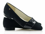 Bosccolo Womens Ballerina Pas - Black Suede/Lacquered