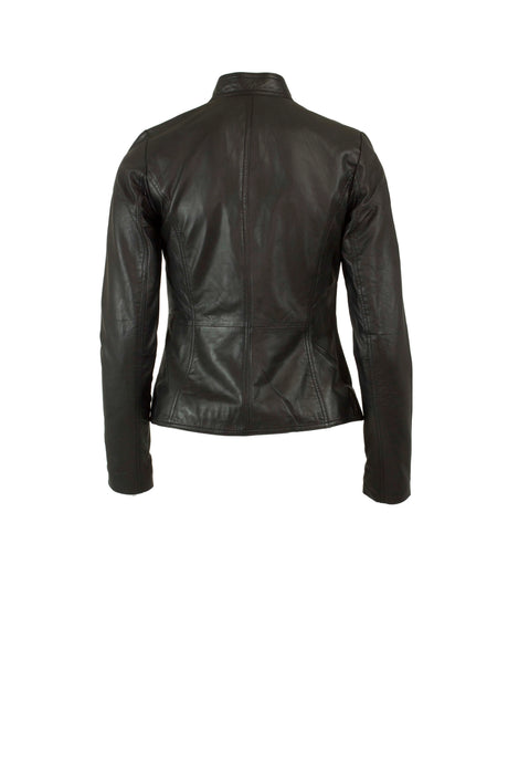 Womens Leather Biker Jacket in Black