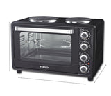 TODO 30L Benchtop Electric Oven Twin Hot Plates Rotisserie Two Hotplate 10A Amp
