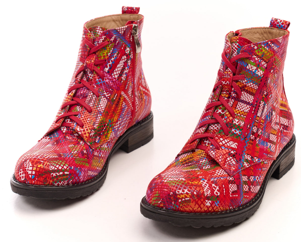 Bosccolo Womens Ankle Boots - Multi-Red
