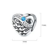 Solid 925 Sterling Silver Romantic Heart Shaped Sky Blue CZ Charm