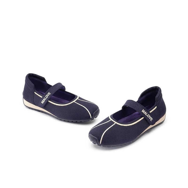 Sport Ballet Mary Jane Flats - Navy