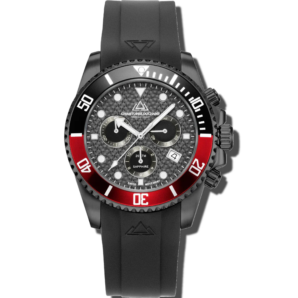 Christophe Duchamp Marine chrono Rubber - Black Dial & FKM Rubber Strap