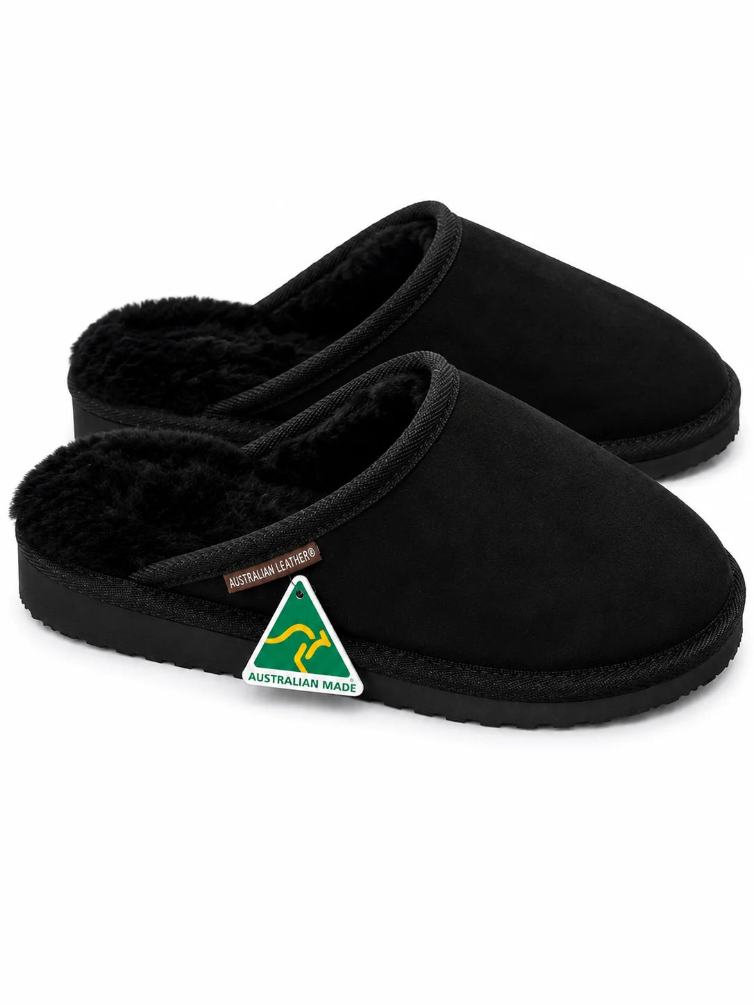 Australian Leather Ugg Scuffs Slipper - Black - AU9-10