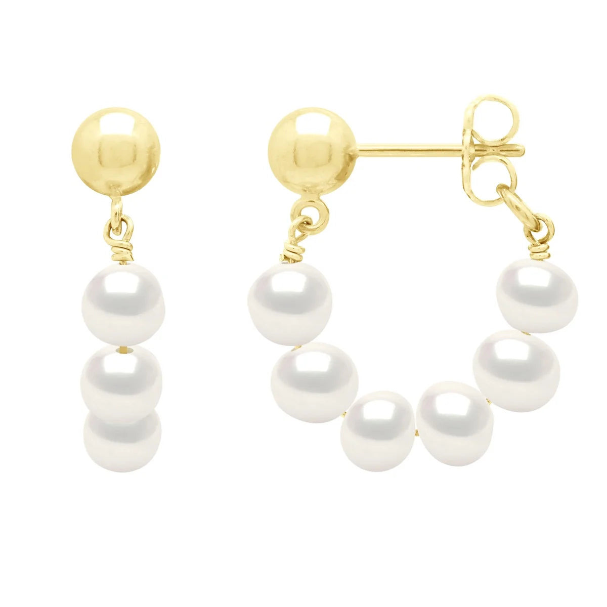 Drop Drop Earrings Freshwater Pearl White Gold Vermeil