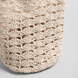 Hand-Crocheted Cotton Shell-Stitch Bucket Tote - Ivory