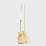 Soft Calfskin Drawstring Bucket Bag - Yellow