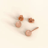 Bullion Gold Shiny Ball Stud Rose Gold Layered Earrings 5mm