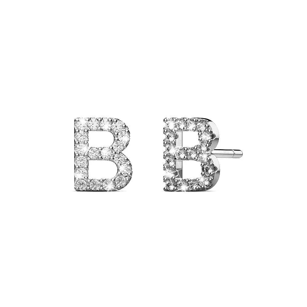 Solid 925 Sterling Silver Glamour Alphabet Letter Earrings