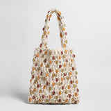 Beaded Macramé Net Tote Bag - Ivory
