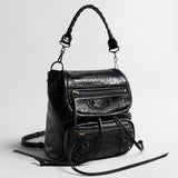 Crinkled Oil-Wax Leather Biker Backpack – Convertible Leather Bag