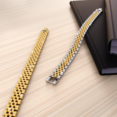 Boxed Oyster Bangle and Ring Set in Duo Tone