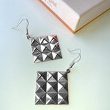 Bullion Gold Fascination Geometric Style Diamond Shape Metallic Earrings White Gold