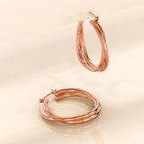 Bullion Gold Subtle Hoop Rose Gold Layered Earrings