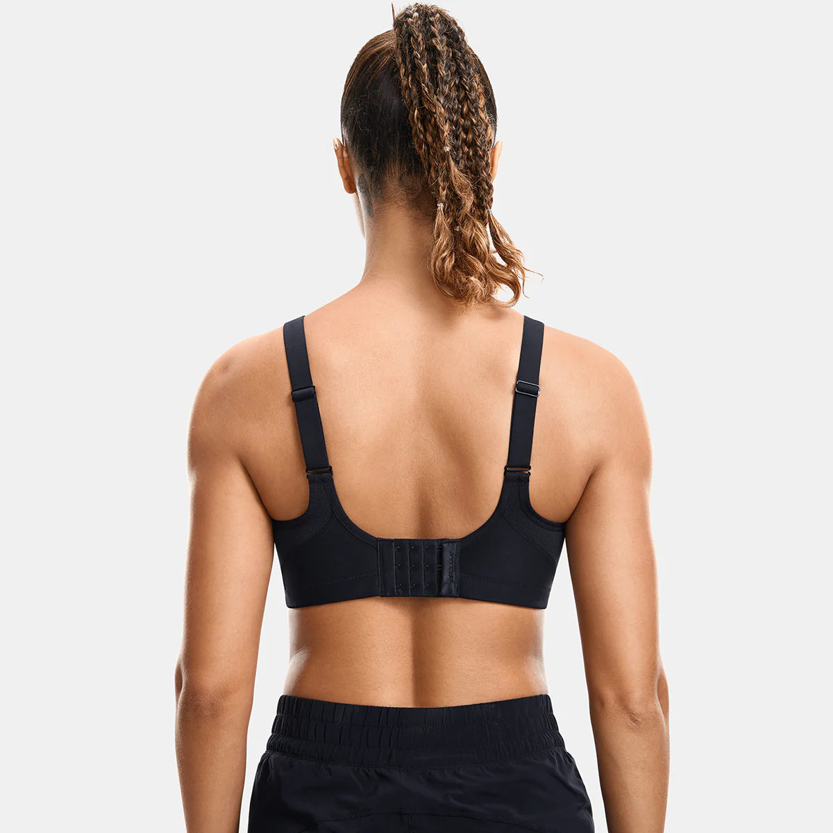 Plus Size High Support Full Coverage Padded Wireless Bra - Black
