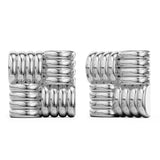 Bullion Gold Ridged Square White Gold layered Stud Earrings