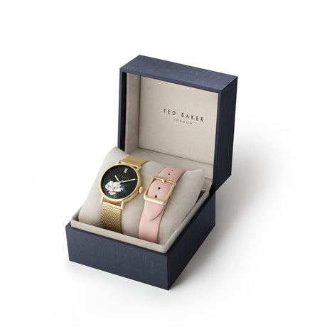 Ted Baker Womens Irby Resin Black Blue Dial Blue Silicone