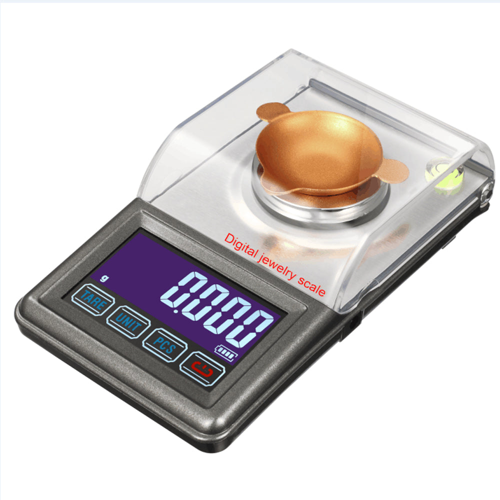 TODO 50G Digital Scale Stainless Steel Backlit Lcd 0.001G Graduation Precise Compact - Silver