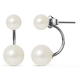 Krystal Couture White Gold Duo Pearl Stud Earrings Embellished with SWAROVSKI Crystals Pearl