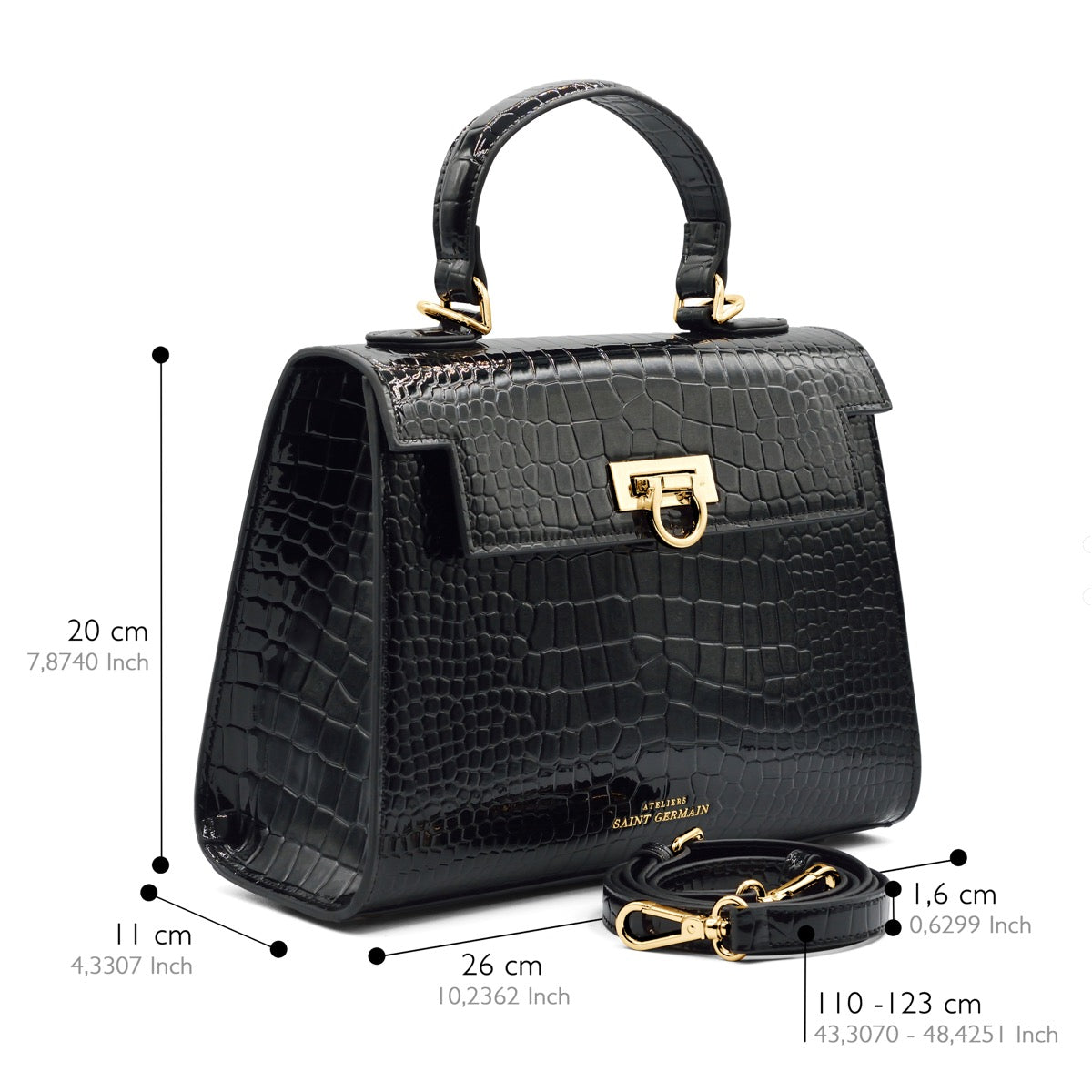 SAC CANNES CROCO NOIR