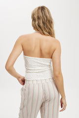 Cotton On Women's Kaia Textured Halter - Vintage White