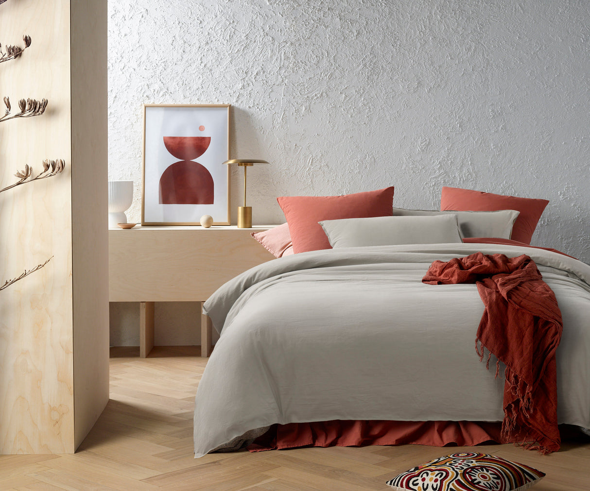Accessorize Stone Washed Cotton Quilt Cover Set - Stone
