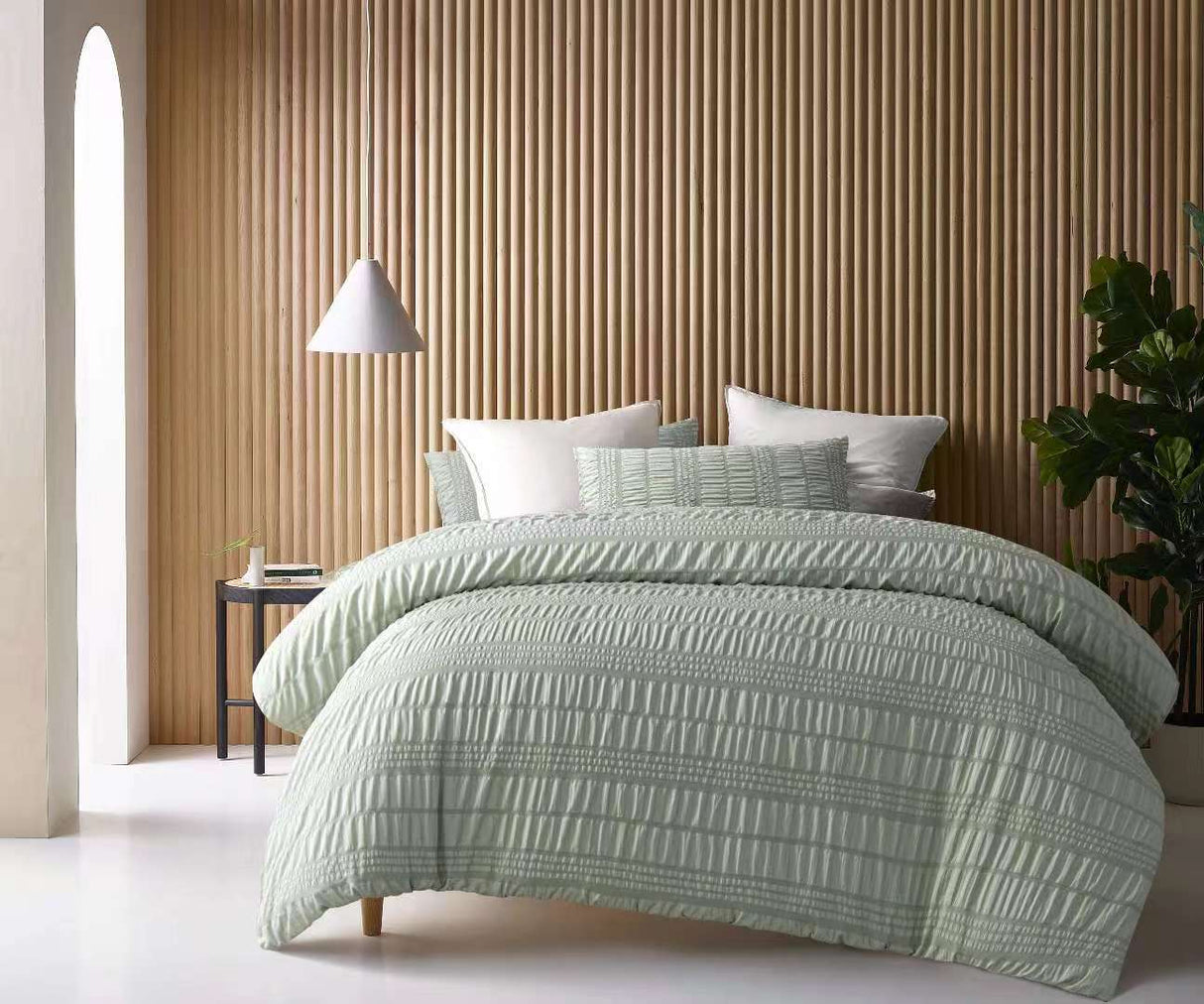 Accessorize Seersucker Quilt Cover Sets - Sage