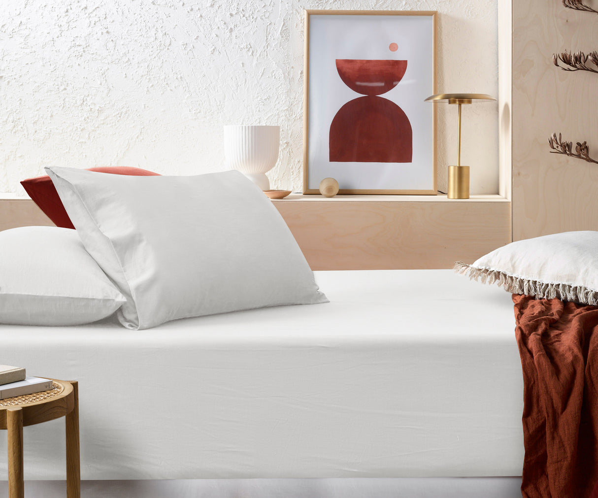 Accessorize Stone Washed Cotton Fitted Sheet Set - White