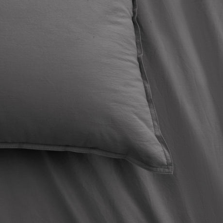 Accessorize Stone Washed Cotton Quilt Cover Set - Charcoal