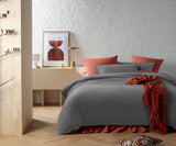 Accessorize Stone Washed Cotton Quilt Cover Set - Charcoal