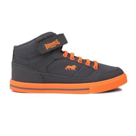 Lonsdale Younger Kids Unisex Canons Hi Top Sneakers Grey/Orange
